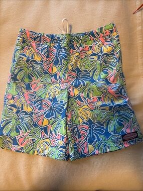 Vineyard Vines Blue Tropical Leaf Swim Shorts